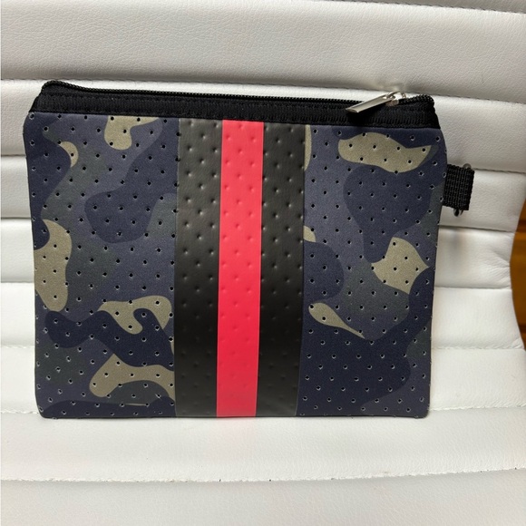 Handbags - Stylish Camouflage Pouch with Red Stripe